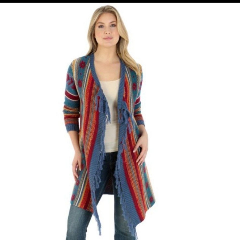Wrangler Southwestern Fringe Cardigan Size Small